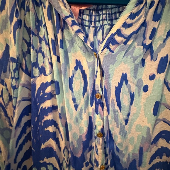 Women's Blue Patterned Top - Picture 6 of 8